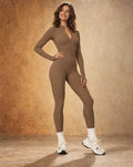Thermal Form - Stand-Collar Zip-Up Long-Sleeve Jumpsuit