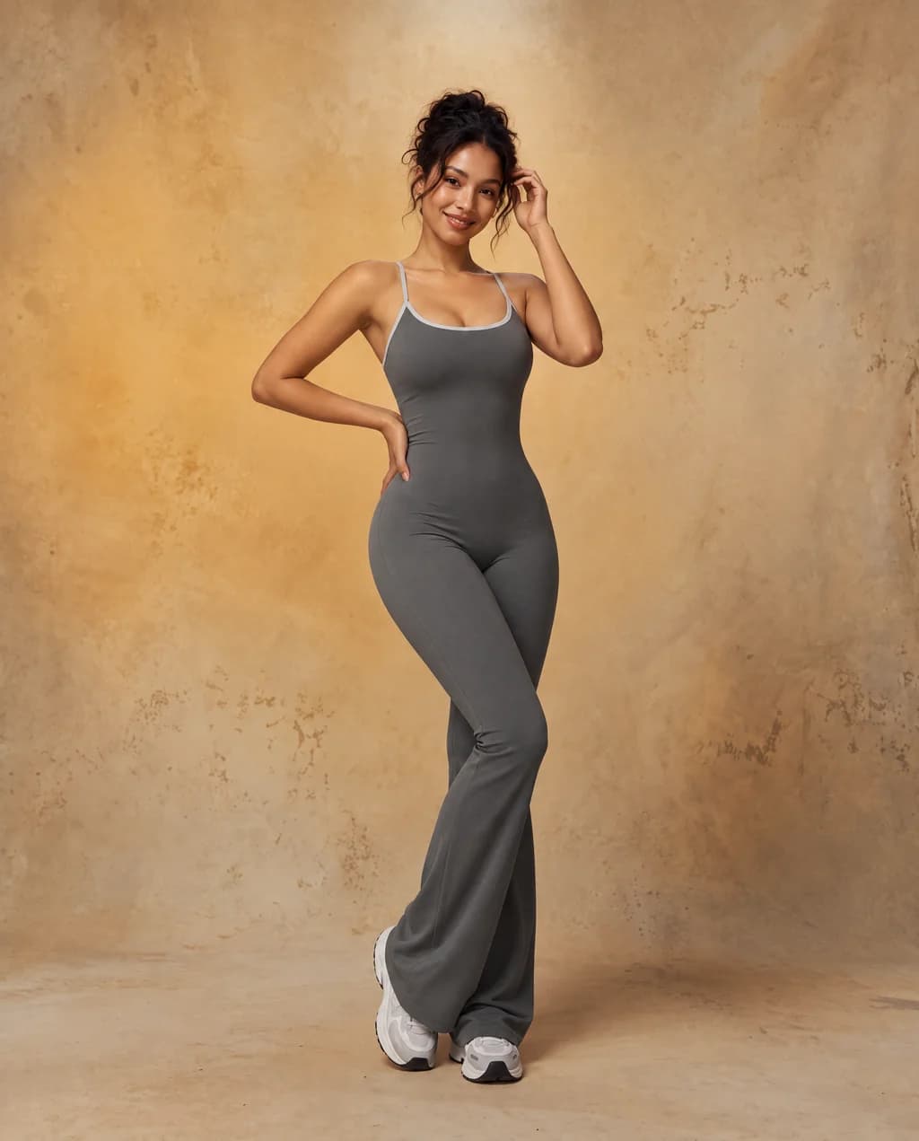 Studio Grace - Women's Solid-Color Open-Back Full-Length Yoga Jumpsuit