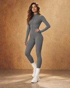 Winter Flow - Fleece-Lined Long-Sleeve Yoga Jumpsuit