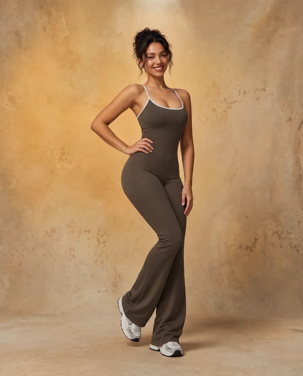 Studio Grace - Women's Solid-Color Open-Back Full-Length Yoga Jumpsuit