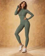 Zip Flow - Women's Zip-Up Long-Sleeve Yoga Jumpsuit