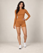 Soft Flow - Brushed Round-Neck Fitted Long-Sleeve Yoga Top